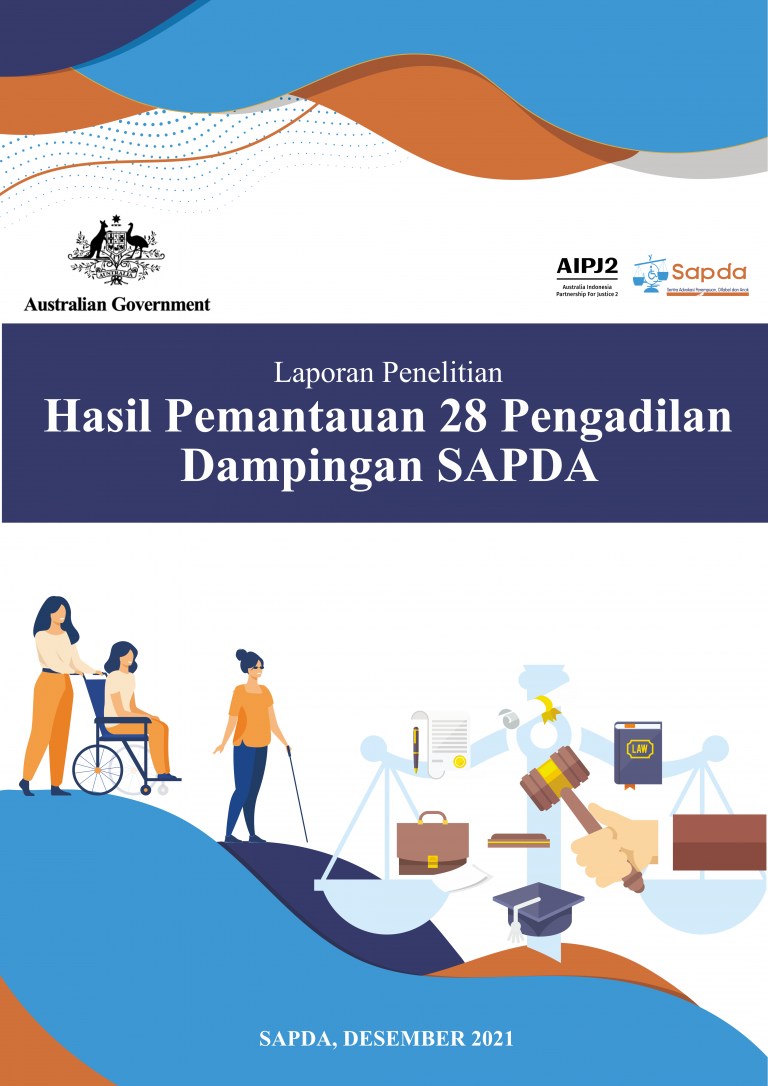 Gambar berisi ilustrasi disabilitas dan hukum