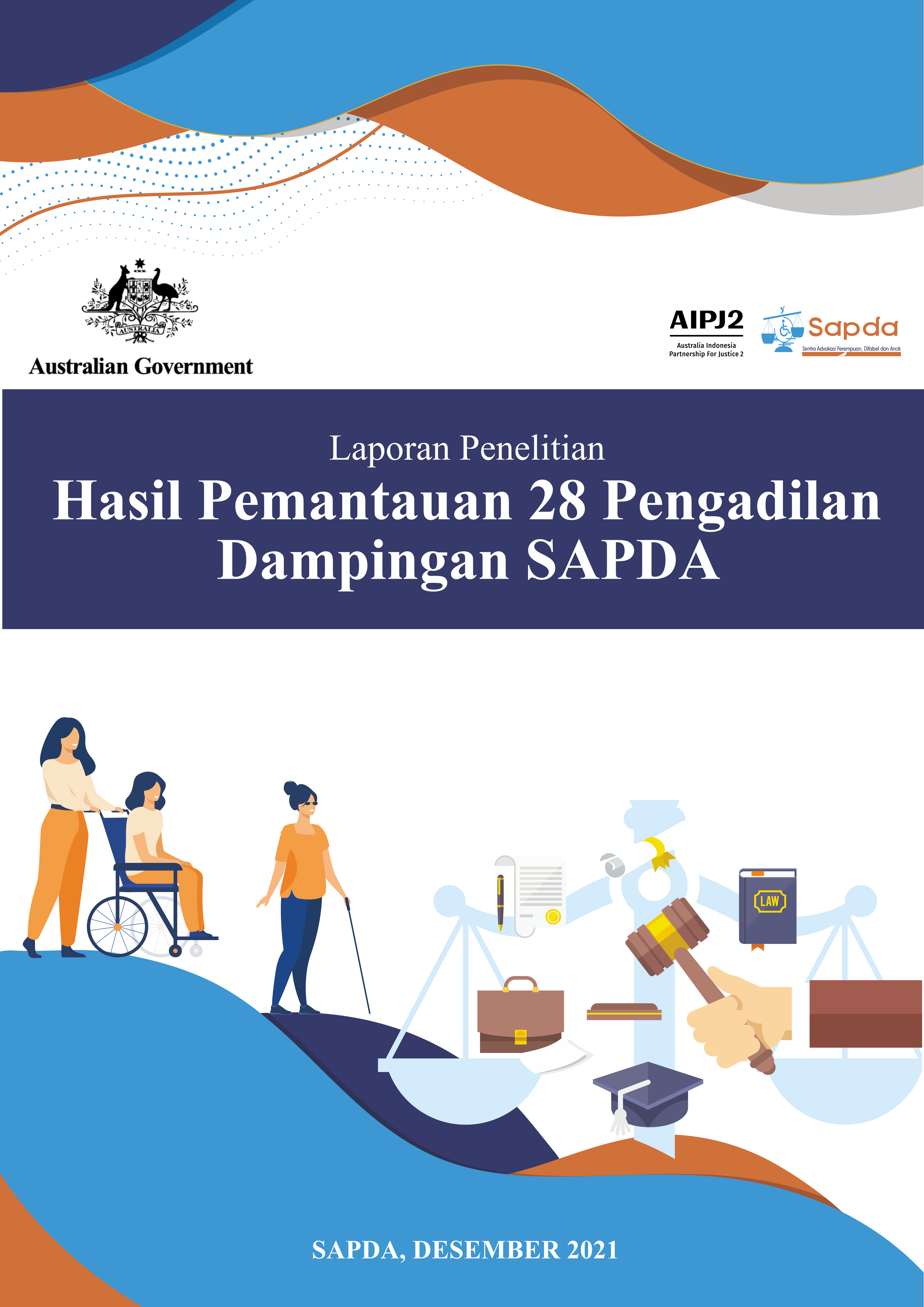 Gambar berisi ilustrasi disabilitas dan hukum