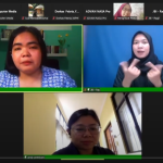 Komisioner Komnas Perempuan Andy Yentriani sedang menyampaikan tanggapan ditemani moderator dan JBI.