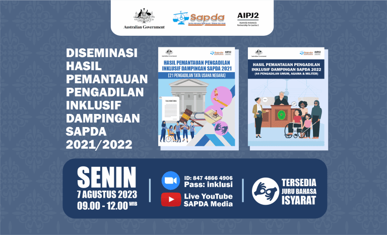 Banner diseminasi pemantauan pengadilan inklusif